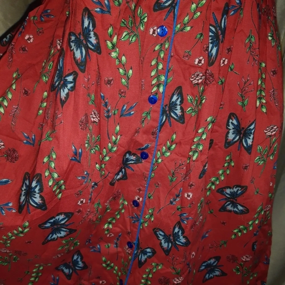 Raspberry Red Butterfly Button Front Midi Dress Joe Browns UK 14 Short Sleeve. - Picture 3 of 11